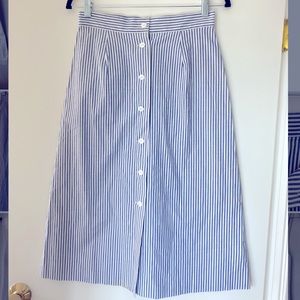 FRNCH Blue and White Striped Midi Skirt - Med